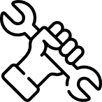 Hand holding a wrench icon